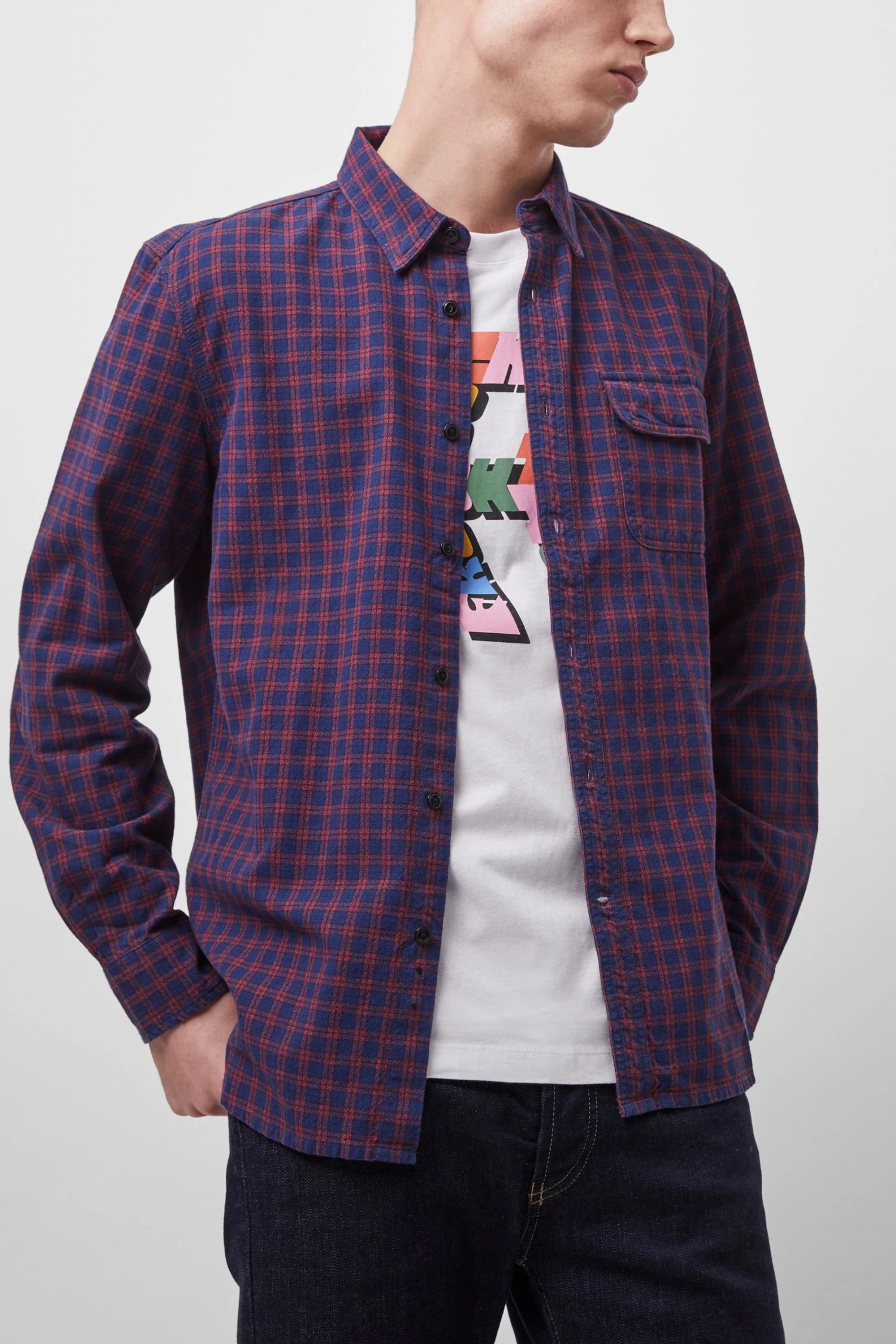 French Connection Stonewash Wren Check Shirt 6 French Connection Stonewash Wren Check Shirt