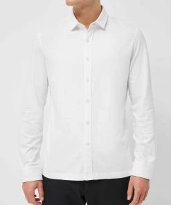 French Connection Sale Contrast-Collar Jersey Shirt
