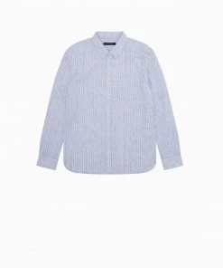 French Connection New In Carron Linen-Blend Striped Shirt