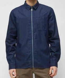 French Connection Denim Zip-Up Shirt New In