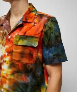 French Connection Multi Tie-Dye Camp Collar Shirt New In