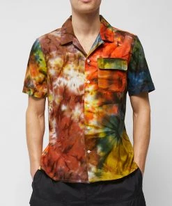 French Connection Multi Tie-Dye Camp Collar Shirt New In