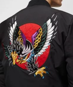 French Connection Embroidered Poly Twill Bomber Jacket