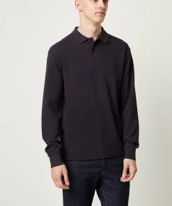 French Connection Sale Popcorn Long Sleeve Jersey Polo Shirt