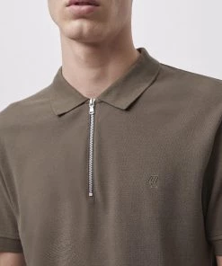 French Connection Zip Up Piqué Polo Shirt T-Shirts & Polo Shirts