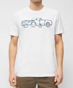 French Connection New In Embroidered Vintage Car T-Shirt