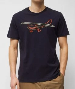 French Connection New In Embroidered Plane T-Shirt