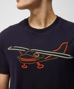 French Connection New In Embroidered Plane T-Shirt