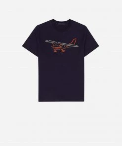 French Connection New In Embroidered Plane T-Shirt