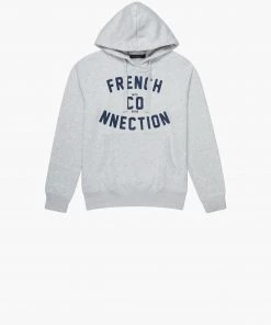French Connection Overhead Varsity Logo Drawstring Hoodie Sale