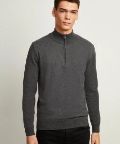 French Connection Stretch Cotton Half-Zip Jumper