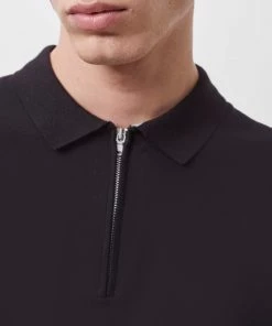 French Connection Jumpers & Cardigans Stretch Cotton Zip Polo Top
