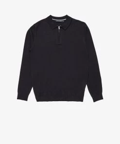 French Connection Jumpers & Cardigans Stretch Cotton Zip Polo Top