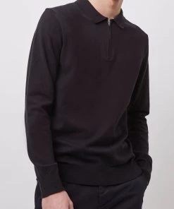 French Connection Jumpers & Cardigans Stretch Cotton Zip Polo Top