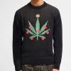 French Connection Sale Christmas Cannabis Leaf Jumper