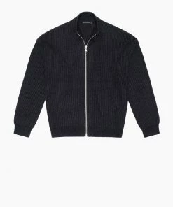 French Connection Rib Knit Zip Through Bomber Trending