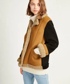 French Connection Louie Sheepskin Patchwork Jacket Coats & Jackets