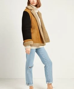 French Connection Louie Sheepskin Patchwork Jacket Coats & Jackets