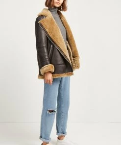 French Connection Night Toscana Shearling Jacket Coats & Jackets