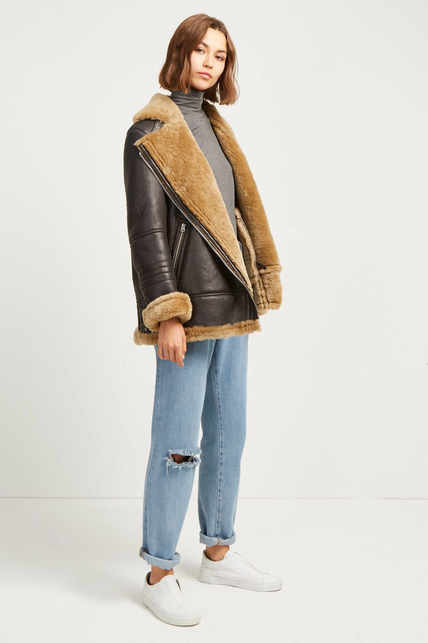 French Connection Night Toscana Shearling Jacket Coats & Jackets 4 French Connection Night Toscana Shearling Jacket Coats & Jackets