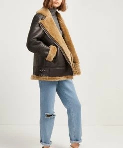 French Connection Night Toscana Shearling Jacket Coats & Jackets