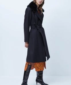 French Connection Sale Amalia Faux Fur Detachable Collar Coat