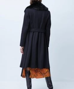 French Connection Sale Amalia Faux Fur Detachable Collar Coat