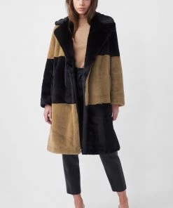 French Connection Buona Colour Block Teddy Coat