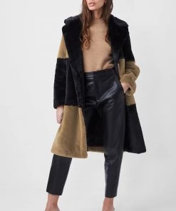 French Connection Buona Colour Block Teddy Coat
