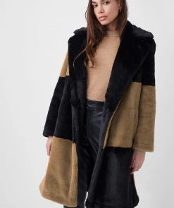 French Connection Buona Colour Block Teddy Coat