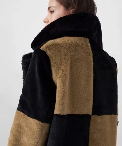 French Connection Buona Colour Block Teddy Coat
