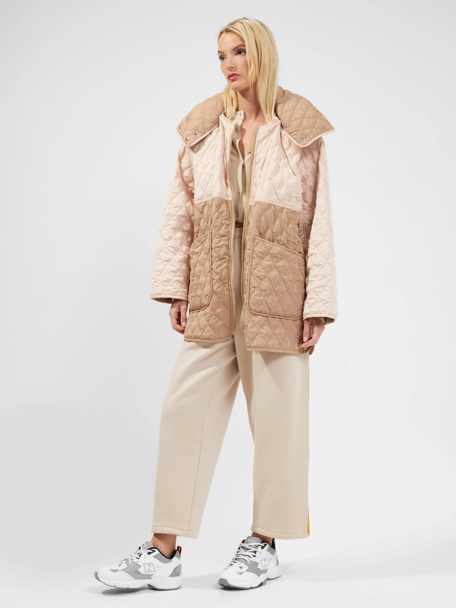 French Connection Arai Recycled Quilted Colour-Block Coat 4 French Connection Arai Recycled Quilted Colour-Block Coat