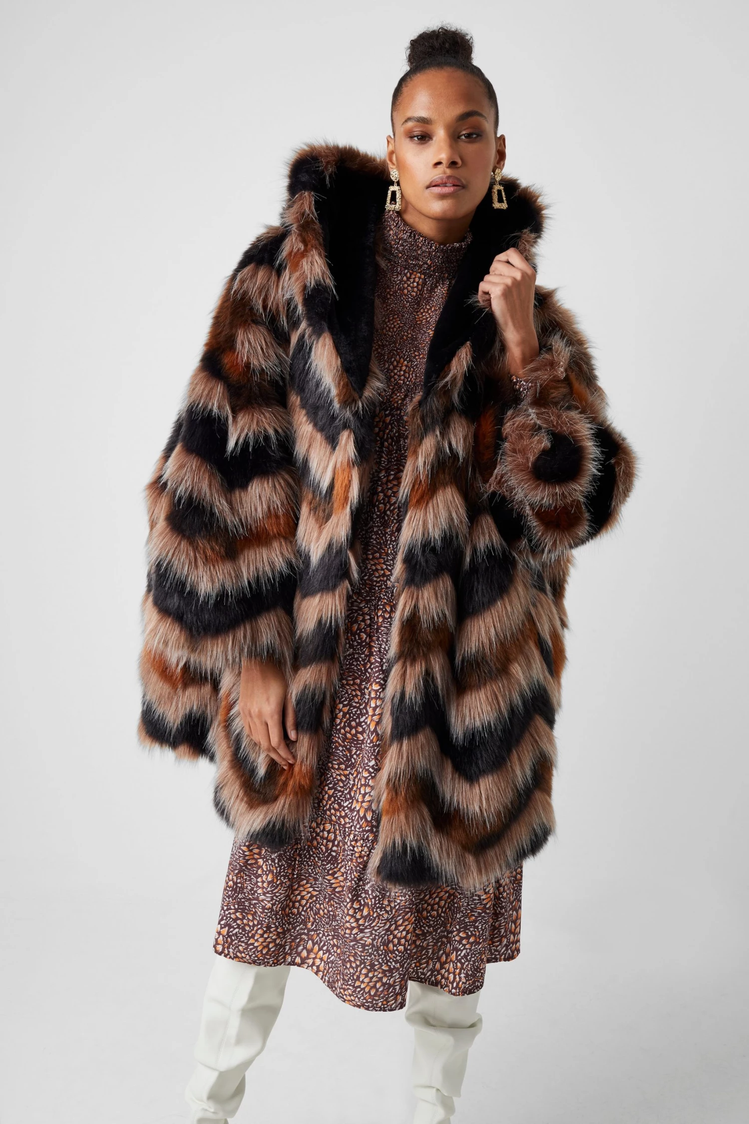 French Connection Dallow Faux Fur Hooded Coat Sale 3 French Connection Dallow Faux Fur Hooded Coat Sale