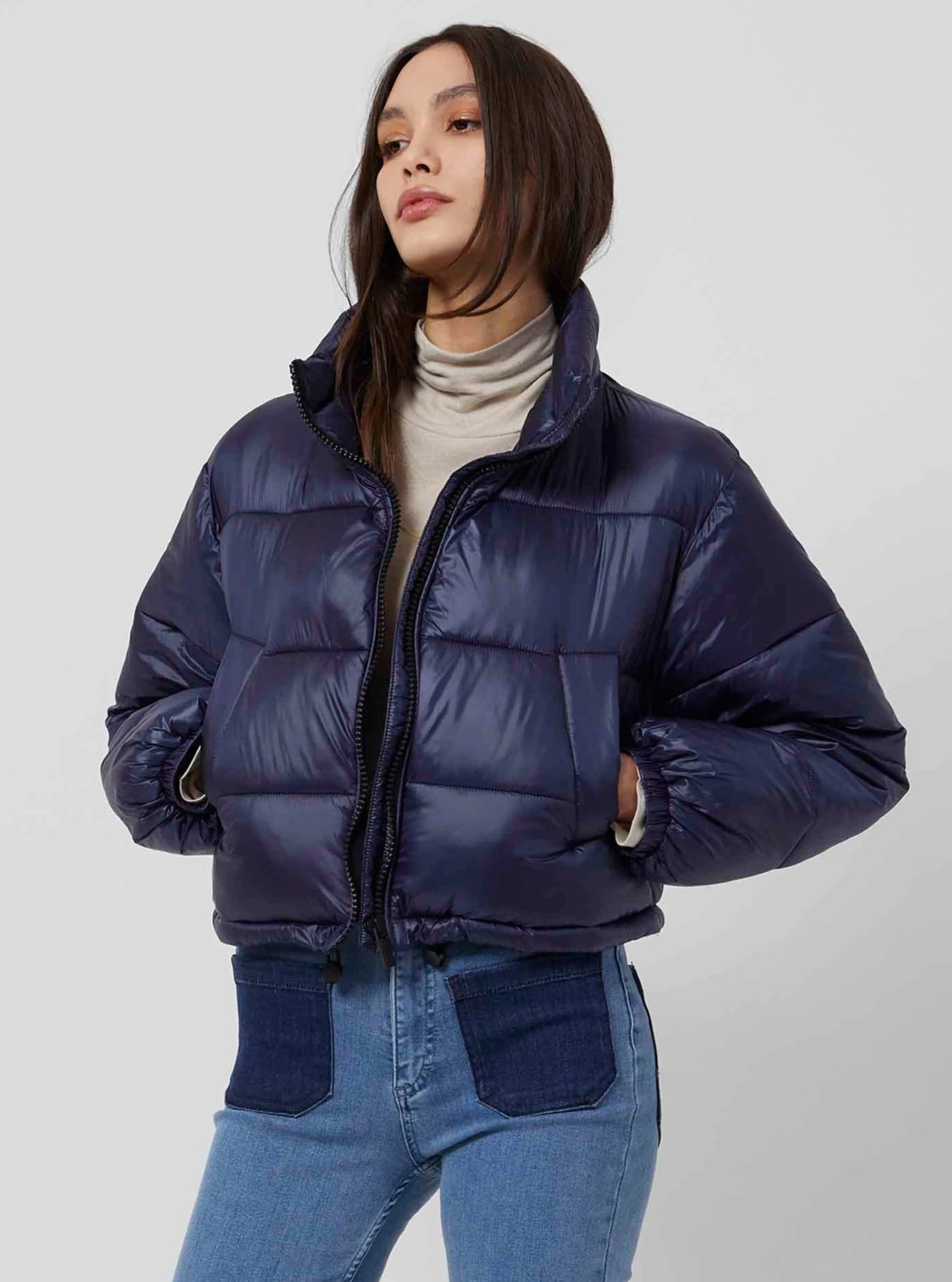 French Connection Short Metallic Puffa Jacket 3 French Connection Short Metallic Puffa Jacket