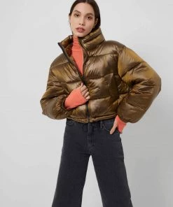 French Connection Short Metallic Puffa Jacket