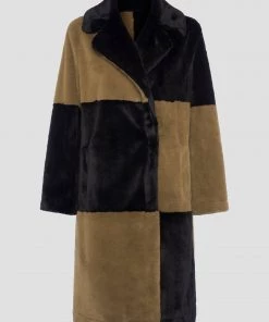 French Connection Buona Colour Block Teddy Coat