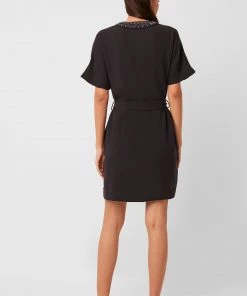 French Connection Karlo Drape Belted Embellished Dress Last Chance To Buy