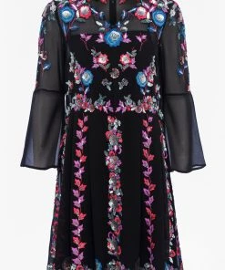 French Connection Last Chance To Buy Edith Floral Bell Sleeve Flared Dress