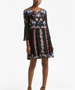 French Connection Last Chance To Buy Edith Floral Bell Sleeve Flared Dress