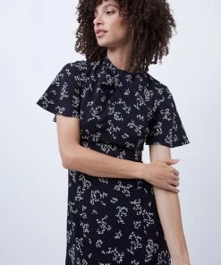 French Connection Sale Ansa Bruna Crepe Twist Neck Dress
