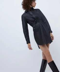 French Connection Patti Leather Belted Shirt Dress