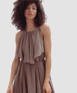 French Connection Dua Drape Halter Neck Dress Sale