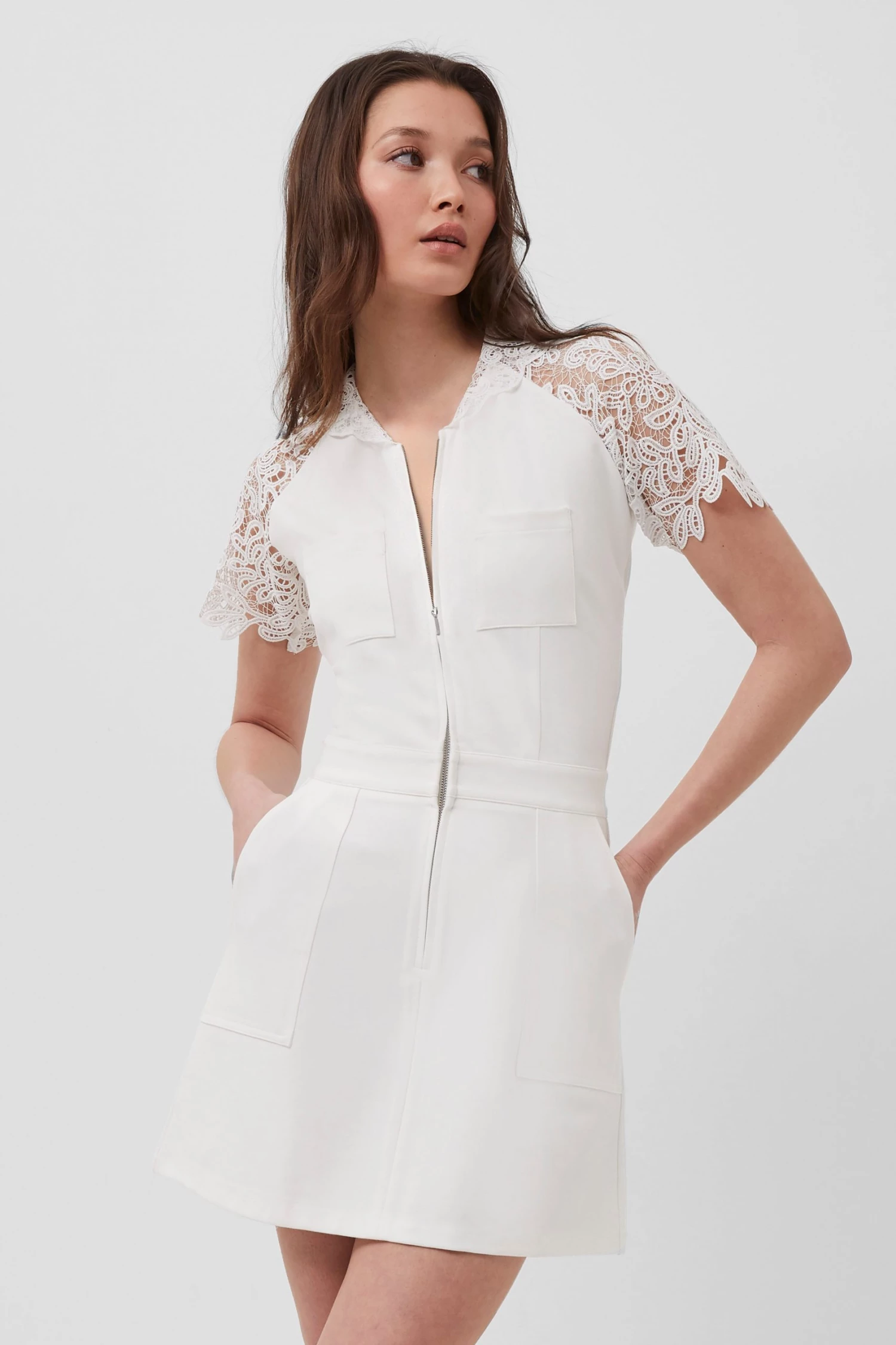 French Connection Simonah Lace Panelled Mini Dress 5 French Connection Simonah Lace Panelled Mini Dress