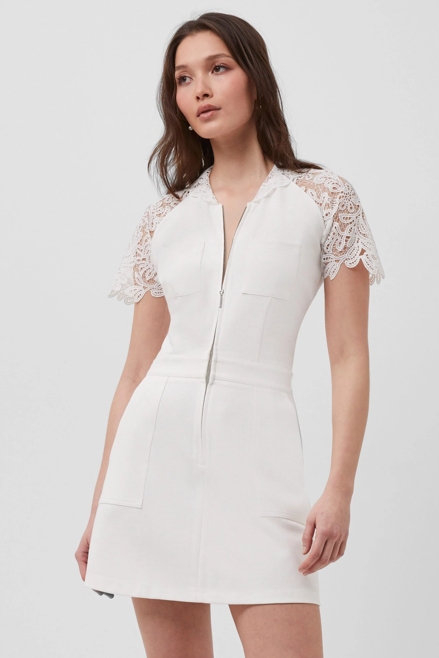 French Connection Simonah Lace Panelled Mini Dress 3 French Connection Simonah Lace Panelled Mini Dress