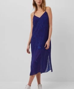 French Connection Calandra Crinkle Midi Slip Dress