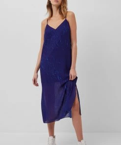 French Connection Calandra Crinkle Midi Slip Dress