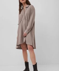 French Connection Renya Cupro Drawstring Shirt Dress Sale