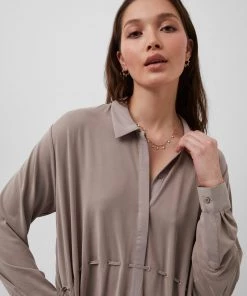 French Connection Renya Cupro Drawstring Shirt Dress Sale