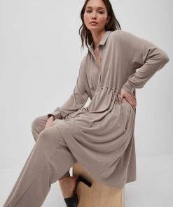 French Connection Renya Cupro Drawstring Shirt Dress Sale