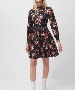 French Connection Elvia Drape Pleated Dress